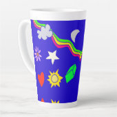 Patroonblauw aluminium flesje latte mok (Linkerhoek)