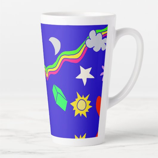 Patroonblauw aluminium flesje latte mok (Rechts)