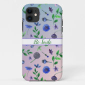 Patroonblauw bloemen iPhone Case (Achterkant)