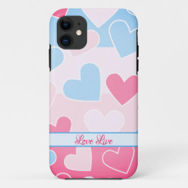 Patroonblauw-roze harten iPhone-draagtas Case-Mate iPhone Case