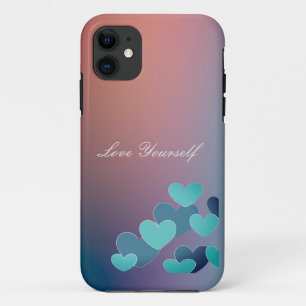Patroonblauwe harten iPhone Case