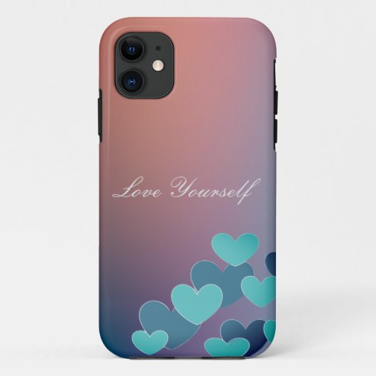 Patroonblauwe harten iPhone Case (Achterkant)