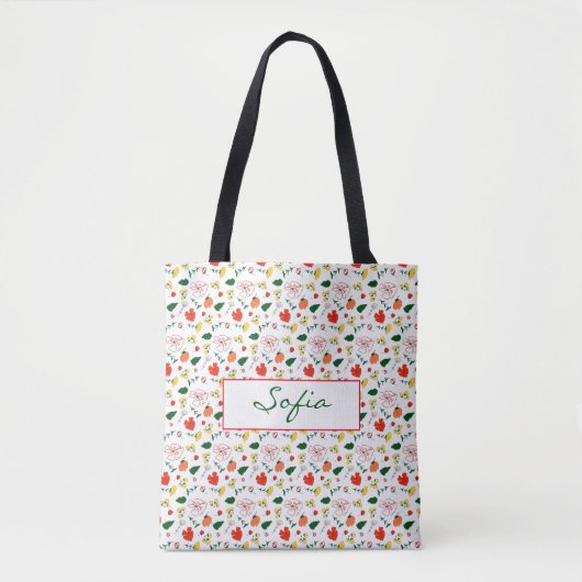 Patroonbloemen rode papaver canvas tas (Voorkant)