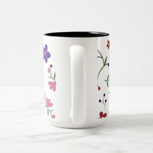 patroonbloemen- tweekleurige koffiemok