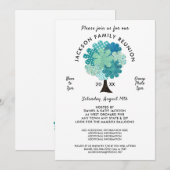 Patroonboom Familie Reünie Blauw Groen Uitnodiging (Voorkant / Achterkant)