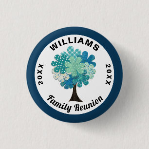 Patroonboomfamilie reunion Blue Green Souvenir Ronde Button 3,2 Cm