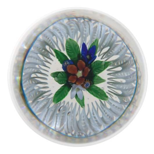 patrooncentrum rode bloem keramische knop (Voorkant)