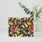 Patrooncocktail en lange drink, cocktailbar briefkaart (Staand voorkant)