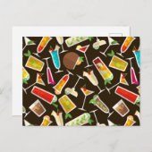 Patrooncocktail en lange drink, cocktailbar briefkaart (Voorkant / Achterkant)