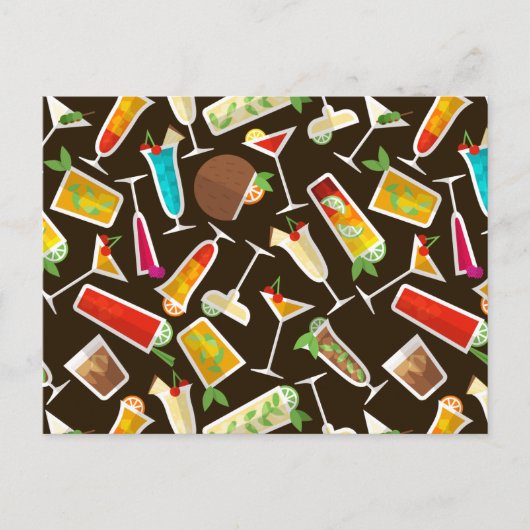 Patrooncocktail en lange drink, cocktailbar briefkaart (Voorkant)