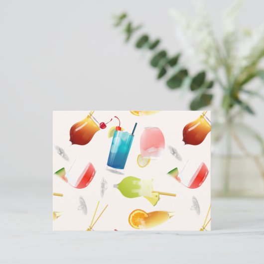 Patroonechte cocktails en lange drinken briefkaart (Staand voorkant)
