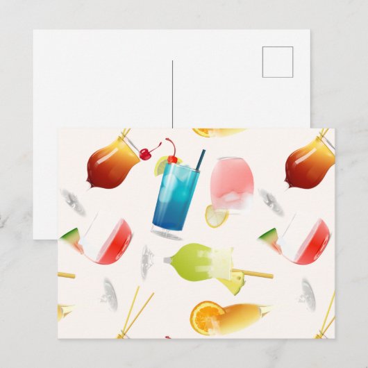 Patroonechte cocktails en lange drinken briefkaart (Voorkant / Achterkant)