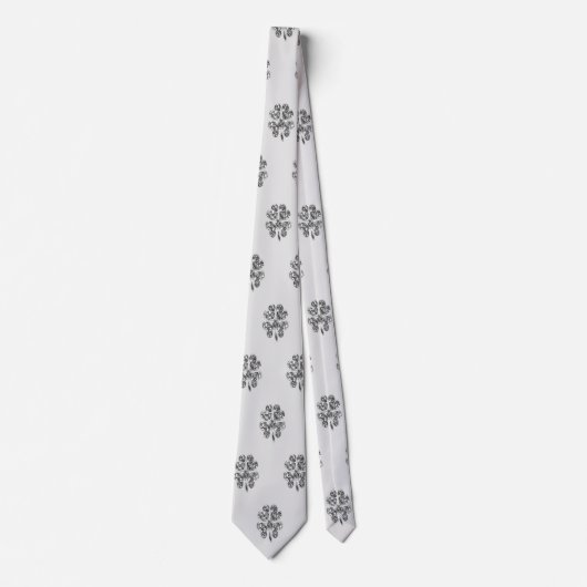 Patroonfaux Silver Grey Pattern Clovers Stropdas (Voorkant)