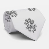 Patroonfaux Silver Grey Pattern Clovers Stropdas (Opgerold)