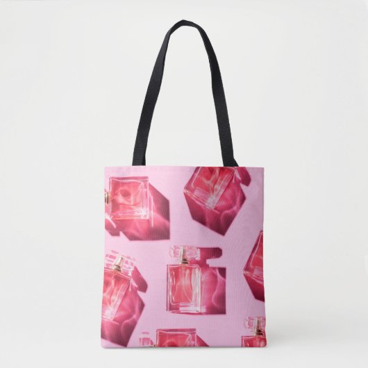 Patroonflessen van vrouwelijke parfum tote bag (Voorkant)