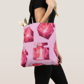 Patroonflessen van vrouwelijke parfum tote bag (Dichtbij)