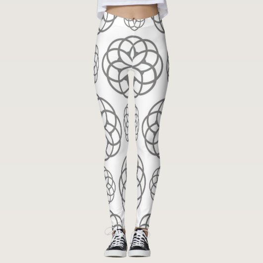 Patroongrijze geometrische cirkels Modern Stijlvol Leggings (Voorkant)