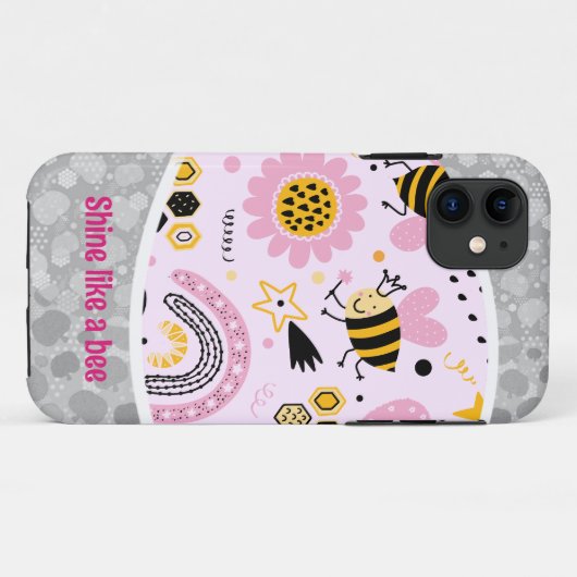Patroonhoningbijen vormen iPhone Case (Achterkant (horizontaal))