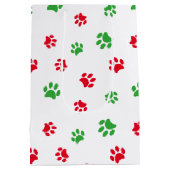 Patroonkerstthema rode en groene verf medium cadeauzakje (Achterkant)