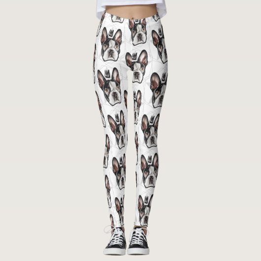 Patroonkleuren en -Leggings: King Boston Terrier Leggings (Voorkant)