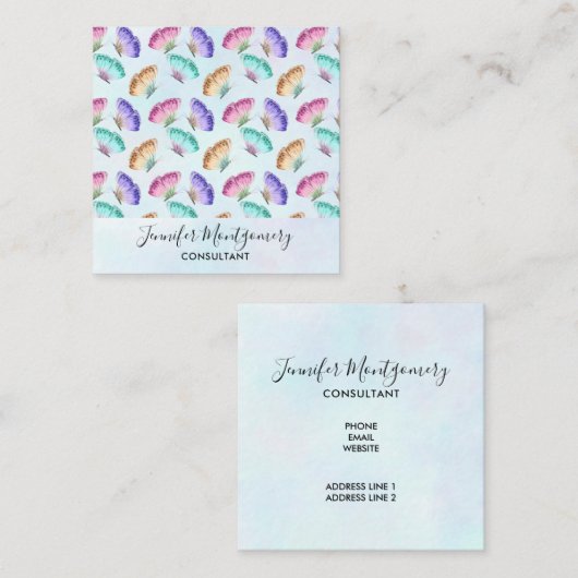  patroonkleurensysteem Waterverf vlinderpatroonpat Vierkante Visitekaartje (Voorkant / Achterkant)