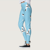 Patroonkleurige witte staart Tropicbird blauw Leggings (Links)