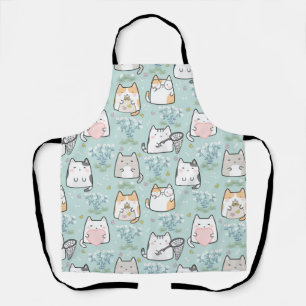 Patroonkoepel Kawaii Katten plant vlinders Schort
