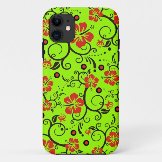 Patroonkunst - Hibiscus Gecko - maak je eigen rug Case-Mate iPhone Case (Achterkant)