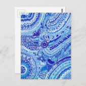 Patroonkunst in Royal Blue en White Ming Briefkaart (Voorkant / Achterkant)