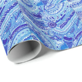 Patroonkunst in Royal Blue en White Ming Cadeaupapier (Rol Hoek)