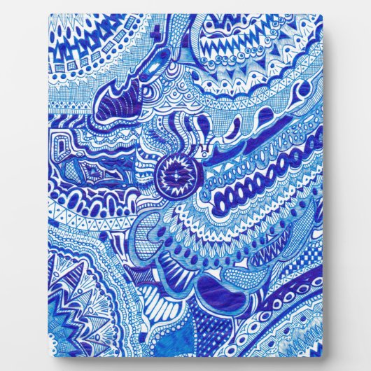 Patroonkunst in Royal Blue en White Ming Fotoplaat (Voorkant)