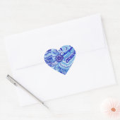 Patroonkunst in Royal Blue en White Ming Hart Sticker (Envelop)