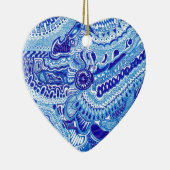Patroonkunst in Royal Blue en White Ming Keramisch Ornament (Rechts)