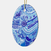 Patroonkunst in Royal Blue en White Ming Keramisch Ornament (Links)
