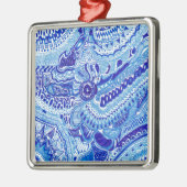 Patroonkunst in Royal Blue en White Ming Metalen Ornament (Links)