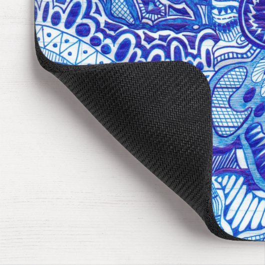 Patroonkunst in Royal Blue en White Ming Muismat (Hoek)