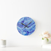 Patroonkunst in Royal Blue en White Ming Ronde Klok (Huis)