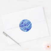 Patroonkunst in Royal Blue en White Ming Ronde Sticker (Envelop)