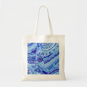 Patroonkunst in Royal Blue en White Ming Tote Bag