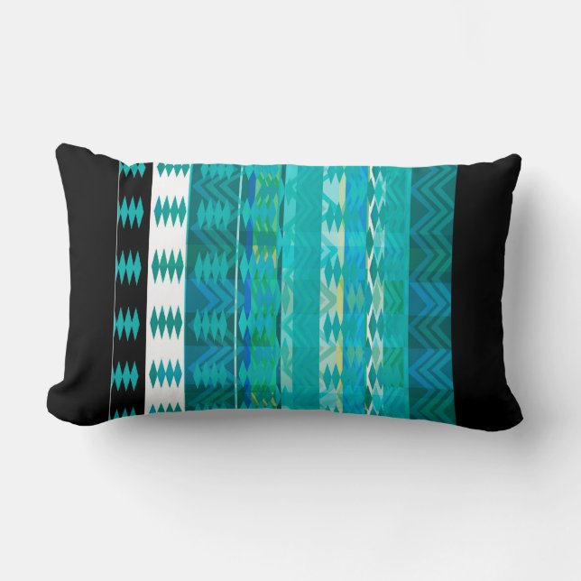 Patroonkussen geometrisch abstract turquoise blauw kussen (Voorkant)