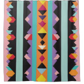 Patroonmix kleurrijke strepen en driehoeken douchegordijn (Voorkant)