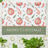 Patroonmonogram voor rode en groene kerstpannen theedoek (Gevouwen)