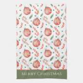 Patroonmonogram voor rode en groene kerstpannen theedoek (Verticaal)