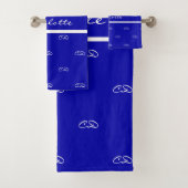 Patroonnaam koninklijk blauw wit monogram initiaal bad handdoek (Insitu)