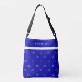 Patroonnaam koninklijk blauw wit monogram initiaal crossbody tas (Achterkant)