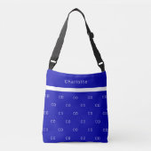 Patroonnaam koninklijk blauw wit monogram initiaal crossbody tas (Voorkant)