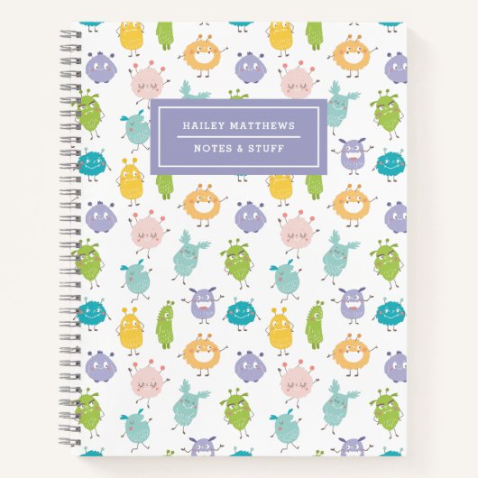 Patroonnaam van Cute Pastel Monsters Notitieboek (Voorkant)