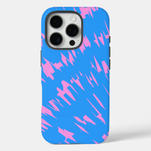 Patroonontwerp in blauw en roze iPhone 16 pro hoesje