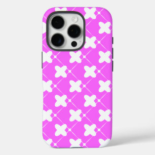 Patroonontwerp in roze en wit iPhone 16 pro hoesje