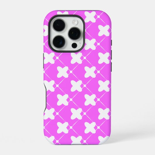 Patroonontwerp in roze en wit iPhone hoesje (Achterkant)